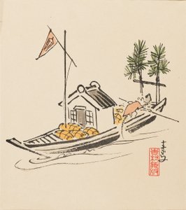 Woodblock print - Takarabune kůl krysou, konec 19. století od Morikawa Sobun