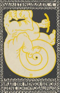 Odrůda 1: Maxi z Ichthyosaurus se stal mužem Odrůda číslo 1: Maxi der Mensch Gewor D..., 1907. od Moritz Jung