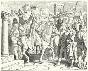 Karel Veliký vstupuje do Pavie, 774 (rytina) od Moritz Ludwig von Schwind