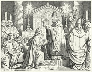 Korunovace Karla Velikého císařem Svaté říše římské, 800 (rytina) od Moritz Ludwig von Schwind