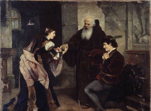Svatba Romea a Julie. Scéna inspirovaná hrou Williama Shakespeara (1564-1616). Obraz Moritze Ludwiga von Schwind (1804-1871), olej na plátně, rakouské umění, polovina 19. století, romantismus. Muzeum historie a umění, Cherep