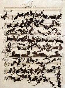 Symfonie kočky (Die Katzensymphony) kresba Moritze von Schwinda z roku 1868. Staatliche Kunsthalle Karlsruhe.