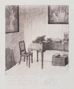 Pohled na pokoj Franze Schuberta (negraving) od Moritz Ludwig von Schwind