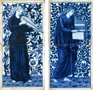 Sada čtyř kusů William Morris Co, cca 1900 (glazovaná keramika, barva) od Morris and Company