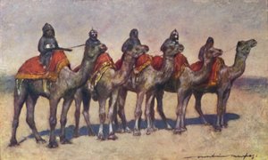 „Ozbrojení velbloudí jezdci z Bikanir“, 1903 od Mortimer L Menpes
