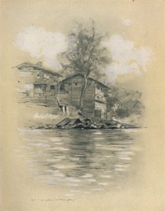 River Dwelling at Srinagar, 1903 od Mortimer L Menpes