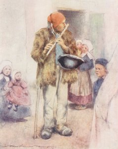 Slepý dudák (barevná litografie) od Mortimer Ludington Menpes