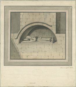 Elford Church - "The Stanley Monument": kresba vodovými barvami, nd [~18. století] od Moses Griffiths