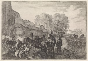 Krajina s cestovateli Arkádské krajiny (název série) od Moyses van Wtenbrouck