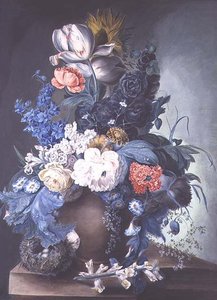 Skupina květin ve sklenici a ptačí hnízdo od Mrs.Margaret Meen
