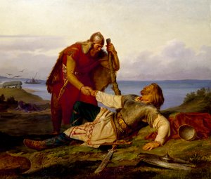Hjalmar se loučí s Örvar-Oddr po bitvě u Samsø v roce 1866.