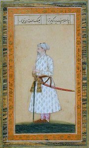 Princ s mečem, z Small Clive Album (neprůhledný akvarel na papíře) od Mughal School