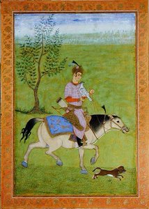 Princ na koni, z Velkého alba Clive (akvarel na papíře) od Mughal School