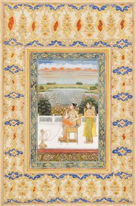 Stránka alba: Gulbadan Begum kouřící na terase, Dillí, kolem 1800 od Mughal School