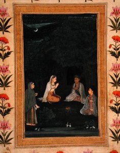 Dáma na návštěvě ášramu v noci, z alba Small Clive Album od Mughal School