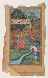 Mughalský miniaturní obraz, cca 1600 (wc na papíře) od Mughal School
