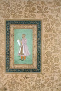 Portrét Murtazy Chána držícího svitek, kolem roku 1610 (kvaš na pergamenu) od Mughal School