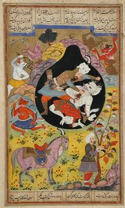 Rustam zabíjí White Div, 1608 od Mughal School
