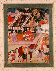 Scéna během Hawkingovy expedice, z Velkého alba Clive, kolem roku 1570 od Mughal School