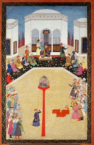 Zajetí sultána Bayazida z Turecka, Johnson Album I, č. 2 s číslem 9, c1680 (kvaš na listu alba) od Mughal School