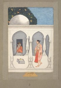 Muhammad Faqirullah Khan Dáma navštěvující svatyni Saivitů, asi 1750 (kvaš na papíře) od Muhammad Faqirullah Khan