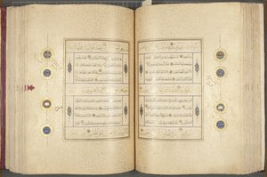 Fol 137 verso 183 recto, Timurid Quran, 1441 (inkoust a zlato na papíře)