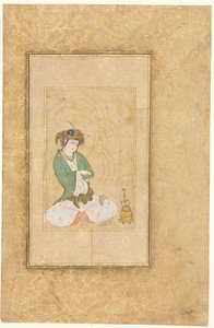 Mládež sedící u vrby, jednostránková ilustrace, c. 1600-1650. od Muhammad Yusuf