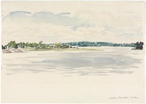 Poledne, jezero Noxen, Švédsko