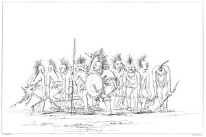 Žebrácký tanec, Sac and Fox, Rock Island, Upper Mississippi, 1841. od Myers and Co
