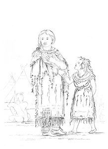 Indiánská žena a dítě, 1841.
