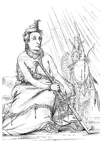 Portrét černého mokasína, náčelníka Minnetarees, 1841. od Myers and Co