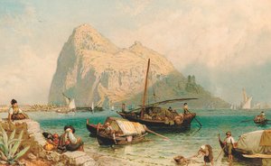 Gibraltarská skála z Algeciras (barevná lito)
