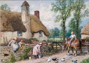 Setkání u cesty: Kachny na venkovské cestě od Myles Birket Foster