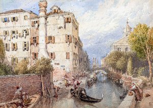 Boční kanál v Benátkách (akvarel) od Myles Birket Foster