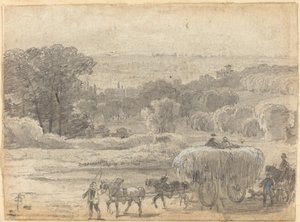 Večerní krajina s vozem sena od Myles Birket Foster