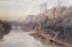 Durham Castle (akvarel na papíře) od Myles Birket Foster