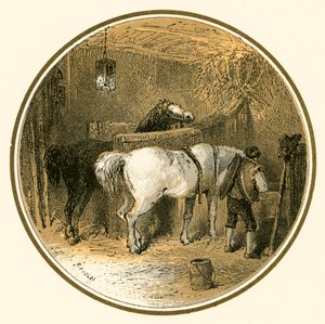 Koně ve stáji od Myles Birket Foster