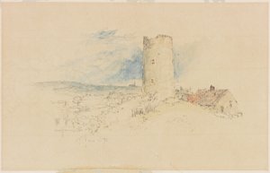 Starý větrný mlýn na Windmill Hills, Gateshead (tužka a akvarel na papíře (nalepeno na desce)) od Myles Birket Foster