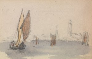 Jedna ze skupiny tří studií o benátské laguně od Myles Birket Foster