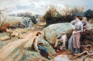 Plachetnice v proudu od Myles Birket Foster