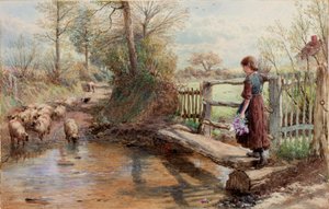 Pohled v Surrey, asi 1863-1890 (akvarel a kvaš) od Myles Birket Foster