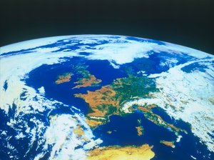 Země z vesmíru - Evropa viděná ze satelitu, osmdesátá léta 20. století.
