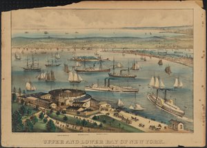 Upper and Lower Bay of New York, c.1881 od Nathaniel Currier