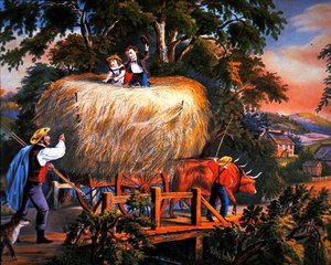 American Country Life: Haying Time-The Last Load od Currier and Ives
