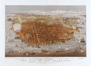 Město San Francisco od Currier & Ives, kolem roku 1878 (barevné lito) od Currier and Ives