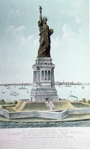 Velká socha Bartholdiho, Svoboda osvěcující svět (barevné lito) od Currier and Ives