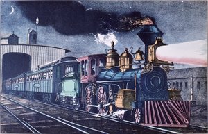 The Night Express, cca 1860 (barevné lito) od Currier and Ives