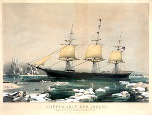 Červená bunda Clipper Ship od Currier & Ives od Currier and Ives