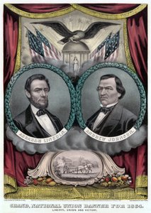 Prapor Grand National Union pro rok 1864 (barevná litografie) od Currier and Ives
