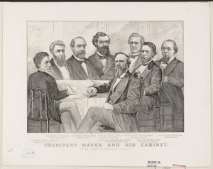 Prezident Hayes a jeho kabinet, cca 1877 (litho) od Currier and Ives